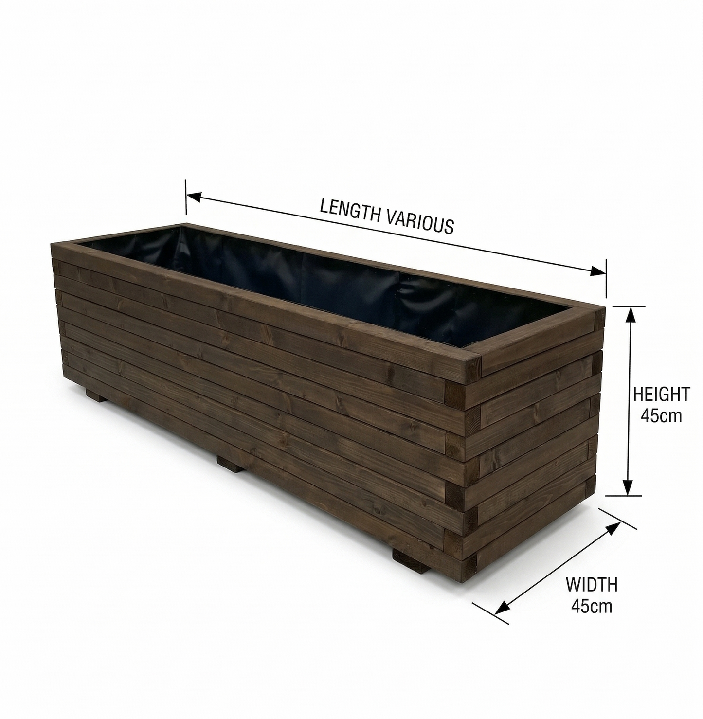 Heavy Duty Harpsden Wooden Planter Trough Fully lined, Garden, Patio, Screening