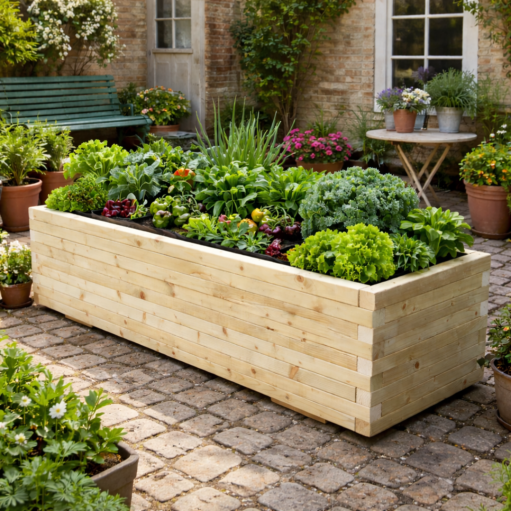 Heavy Duty Harpsden Wooden Planter Trough Fully lined, Garden, Patio, Screening