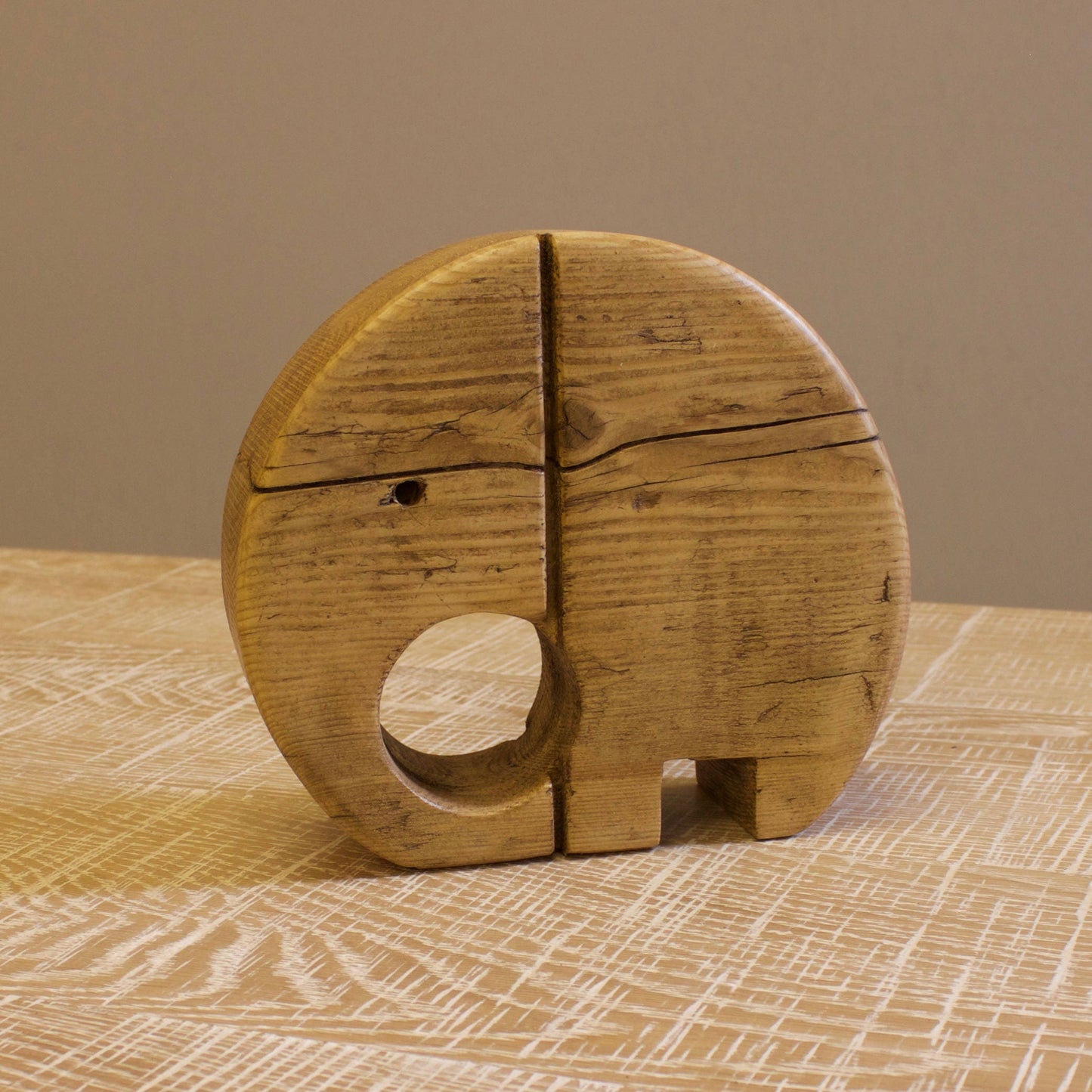 Carved Primitive Old Wood Elephant