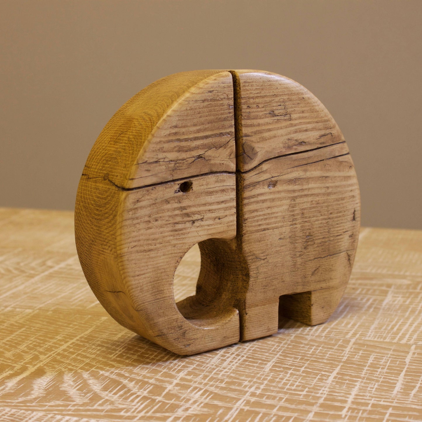 Carved Primitive Old Wood Elephant