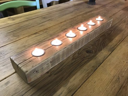 Tea Light Candle Reclaimed Timber Rustic Table Centre Piece, makes quite a nice gift