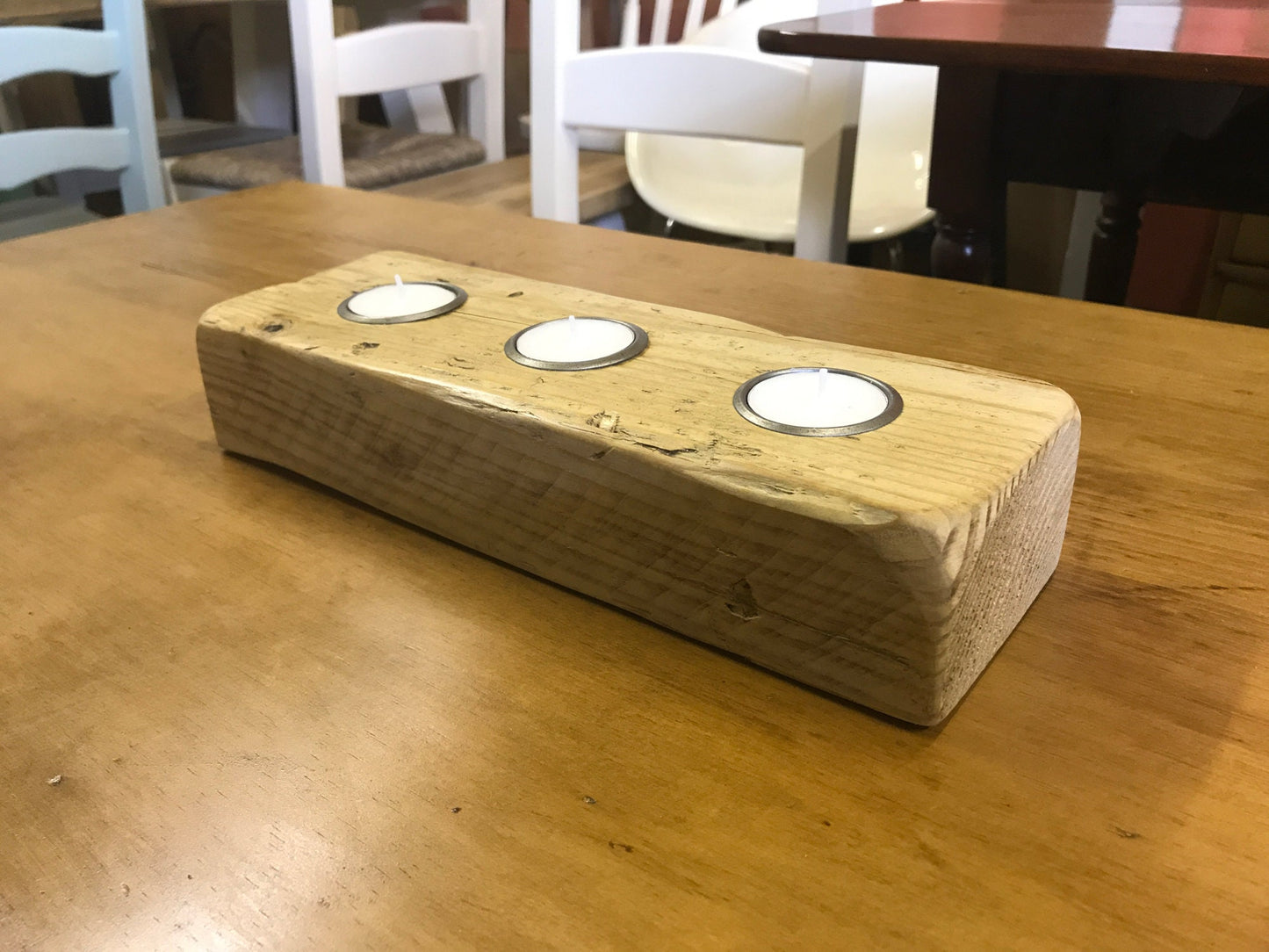Tea Light Candle Reclaimed Timber Rustic Table Centre Piece, makes quite a nice gift
