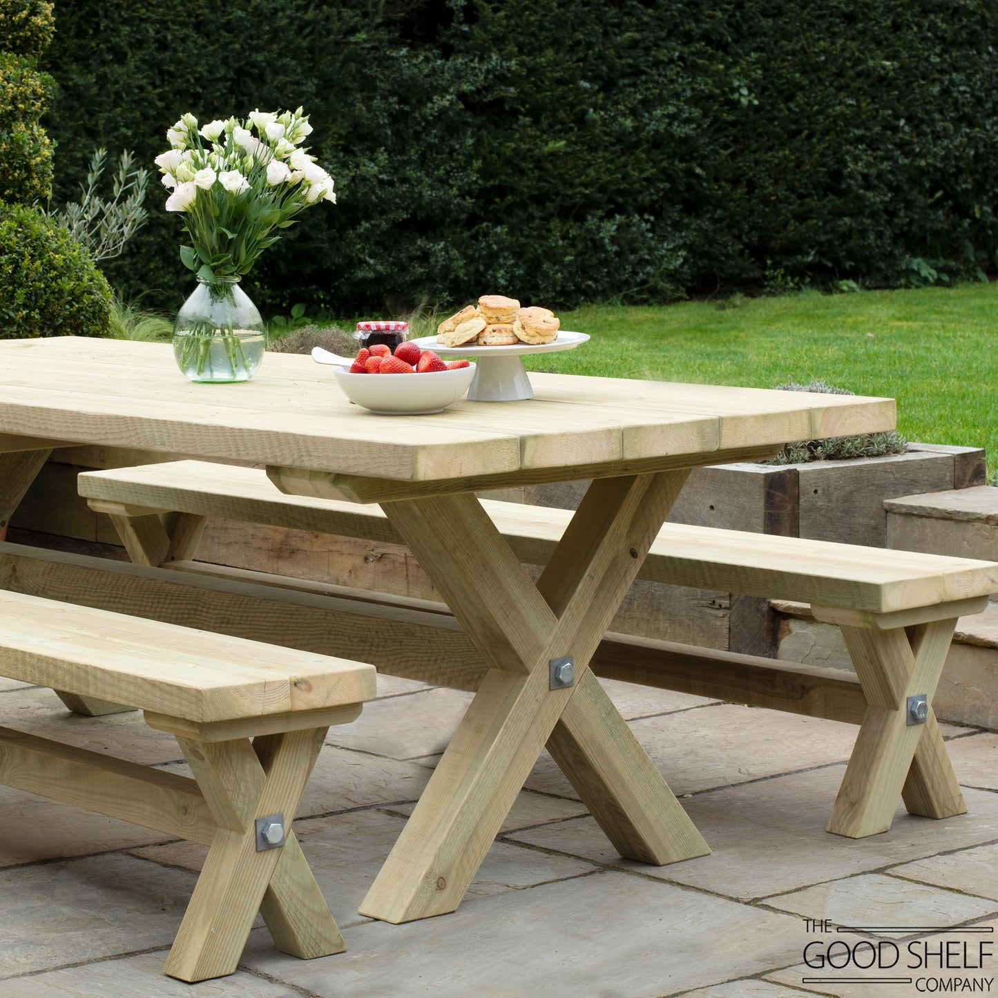 Garden Outdoor Patio Terrace X Frame Dining Table