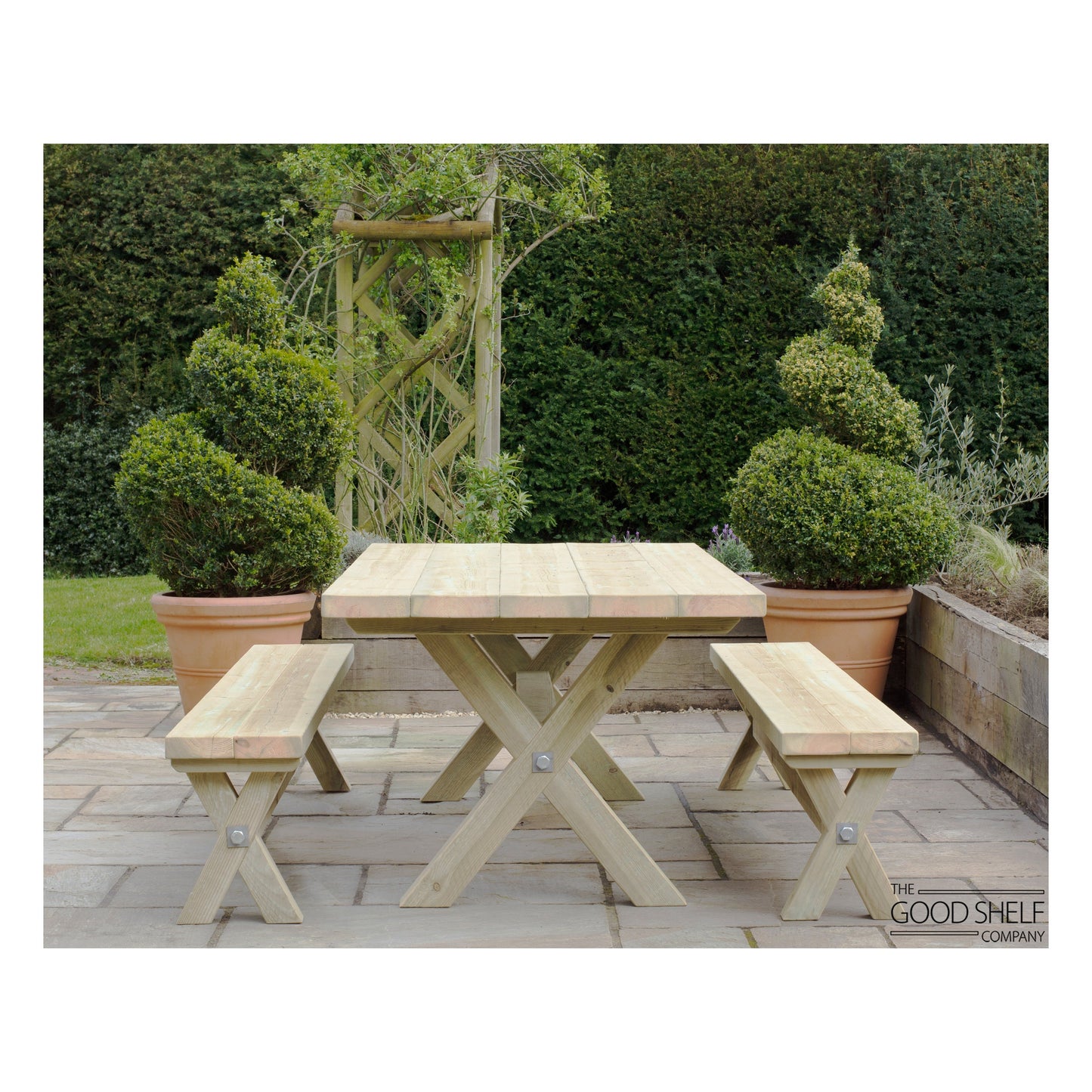 Garden Outdoor Patio Terrace X Frame Dining Table