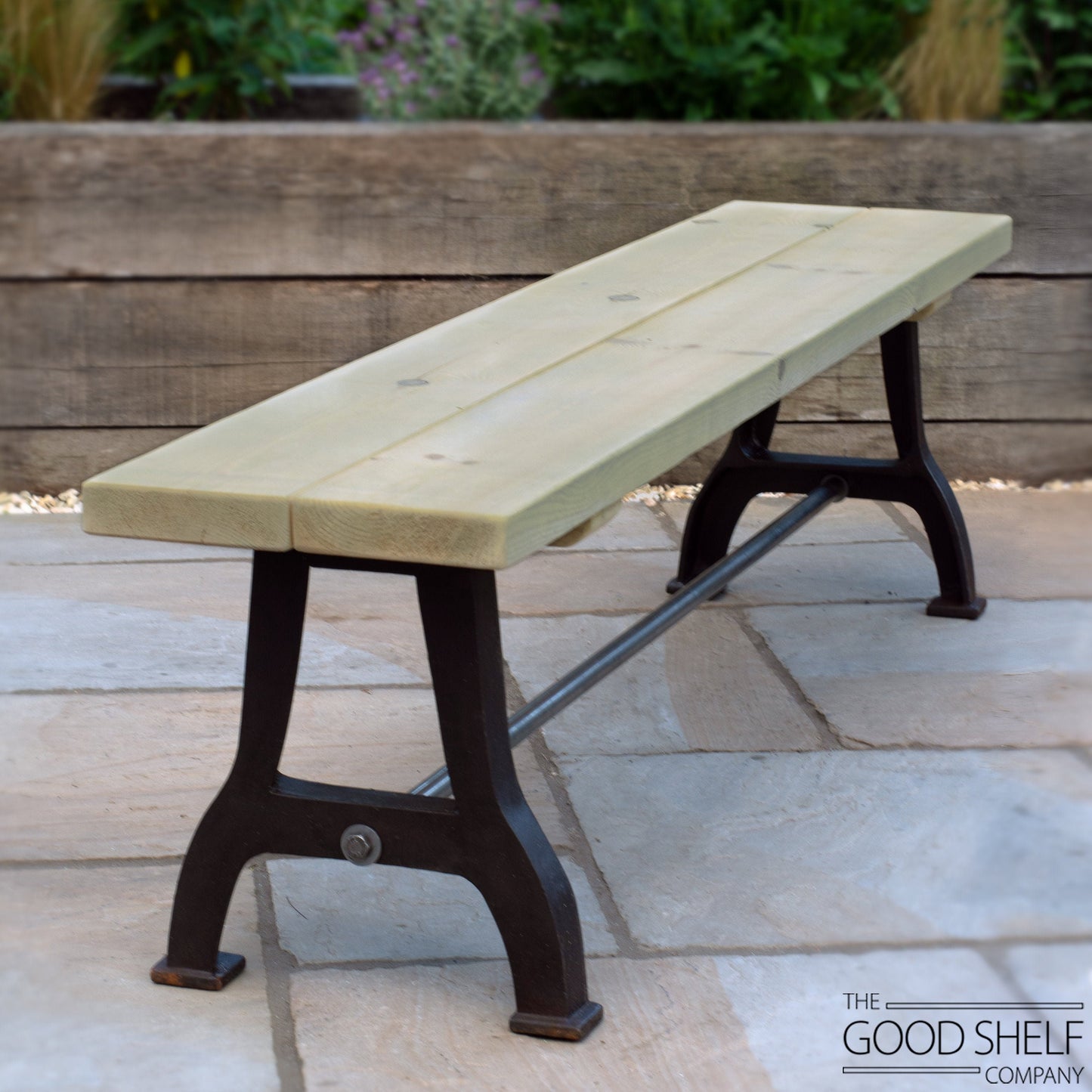 Garden Outdoor Patio Terrace "Assendon Millwright" Iron and Wood Bench