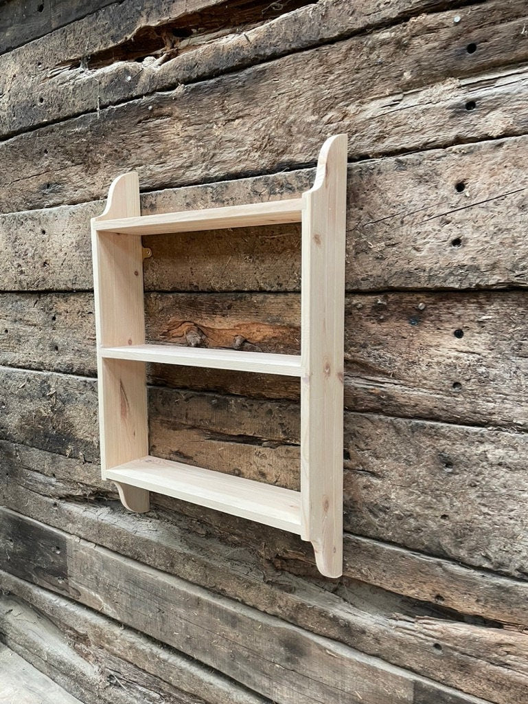 3 Tier Wall Shelf, 13cm Deep, Books, Cook, Kitchen, Display Shelves - in Various Widths