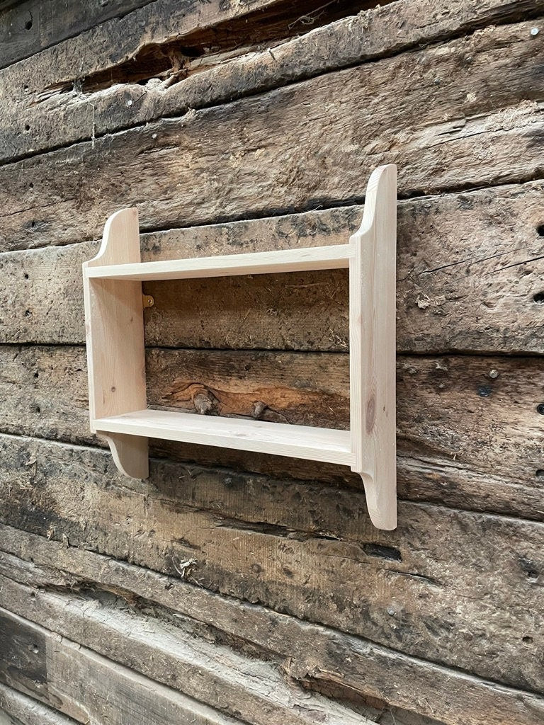 2 Tier Wall Shelf, Bookshelf, Display Shelves - in Various Widths