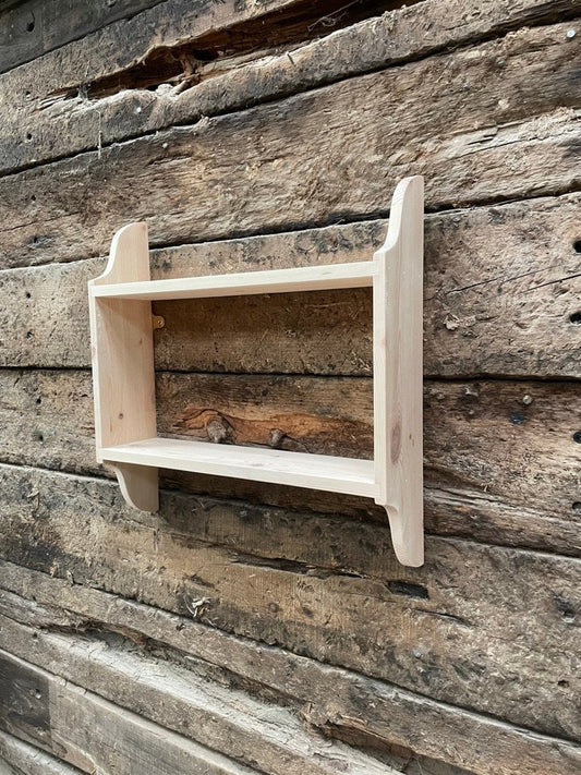 2 Tier Wall Shelf, 21cm Deep, Bookshelf, Display Shelves, Cook Books, Kitchen Storage, Spice Jars, Kilners  - Can be made to measure