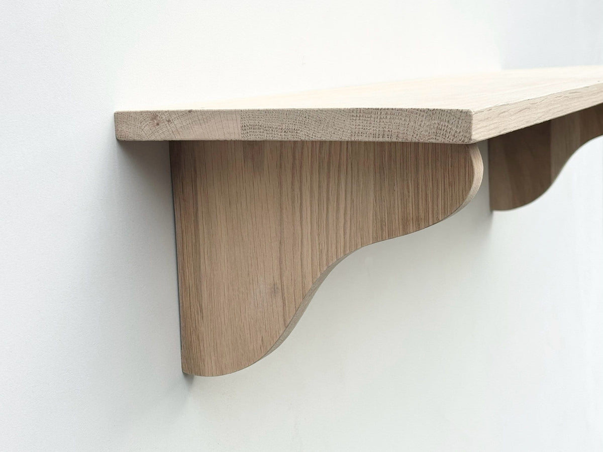 Solid Oak Wall 23cm Deep Shelf, For Books, Display Shelves, Cook Books, Kitchen Storage, Spice Jars, Kilners  - Can be made to measure