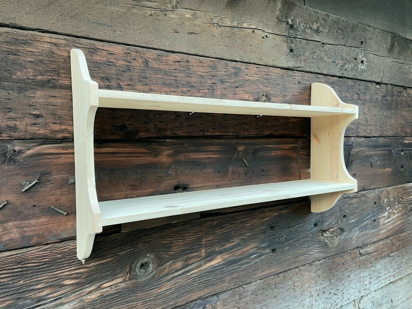 2 Tier Deep(21cm) Solid Wood Wall Shelf, Books, Display Shelves, Cook Books, Kitchen Storage, Spice Jars, Kilners  - Can be made to measure