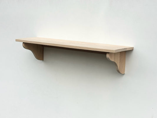 Solid Oak Wall 23cm Deep Shelf, For Books, Display Shelves, Cook Books, Kitchen Storage, Spice Jars, Kilners  - Can be made to measure