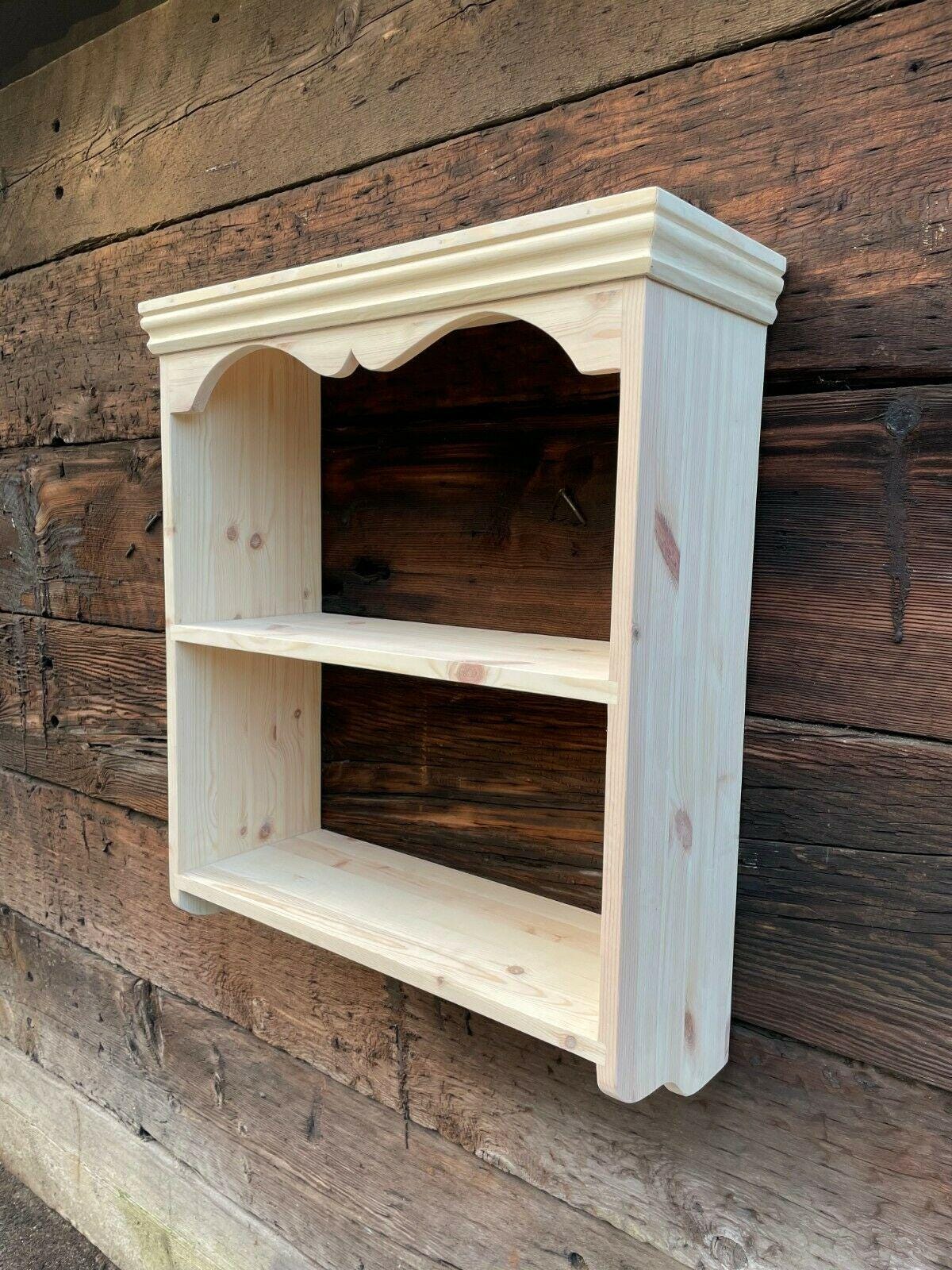 Cottage Wall Shelf, 23cm Deep, Bookcase, Kitchen Spice Rack, Solid Wood, Traditionally Made