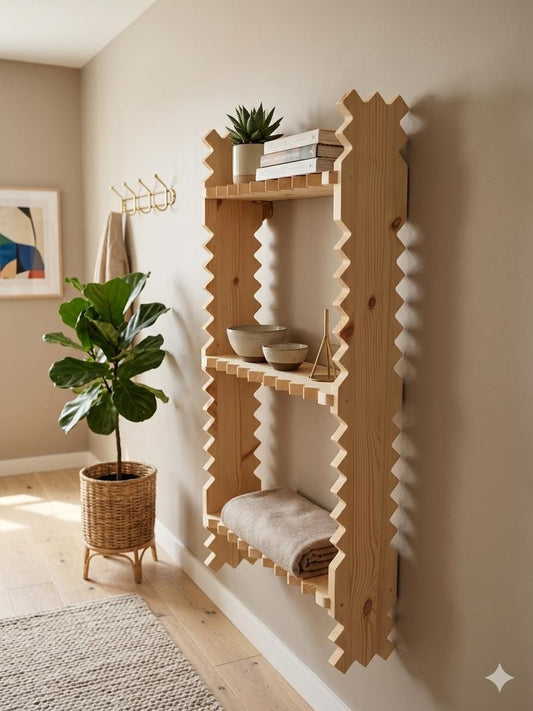 George Shelf - 3 Tier Wall Shelf, Solid Wood, 13cm Deep, Bookshelf, Display Shelves, Cook Books, Kitchen Storage, Spice Jars, Kilners
