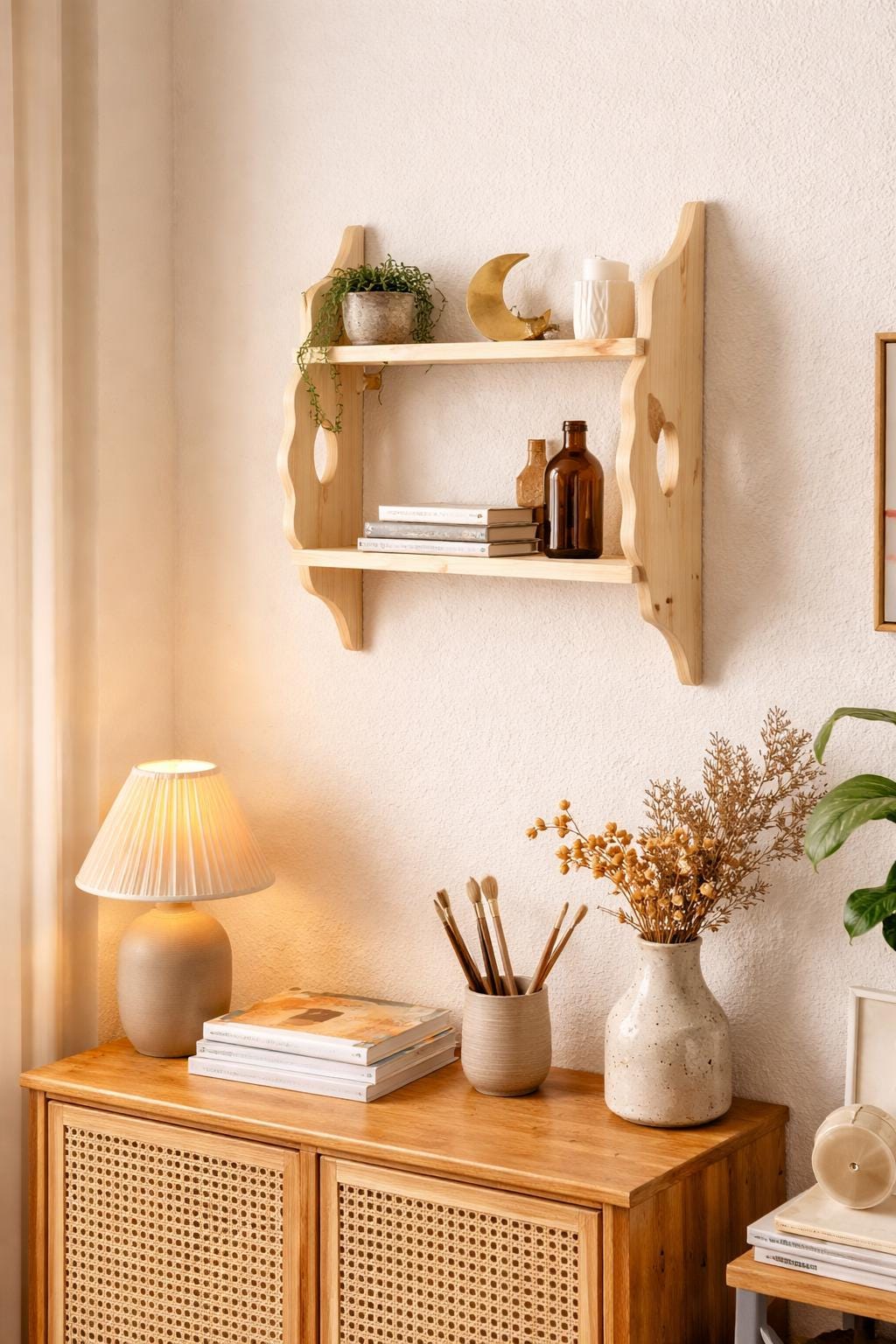 Sammy Shelf - 2 Tier Wall Shelf, Solid Wood, 13cm Deep, Bookshelf, Display Shelves, Cook Books, Kitchen Storage, Spice Jars, Kilners