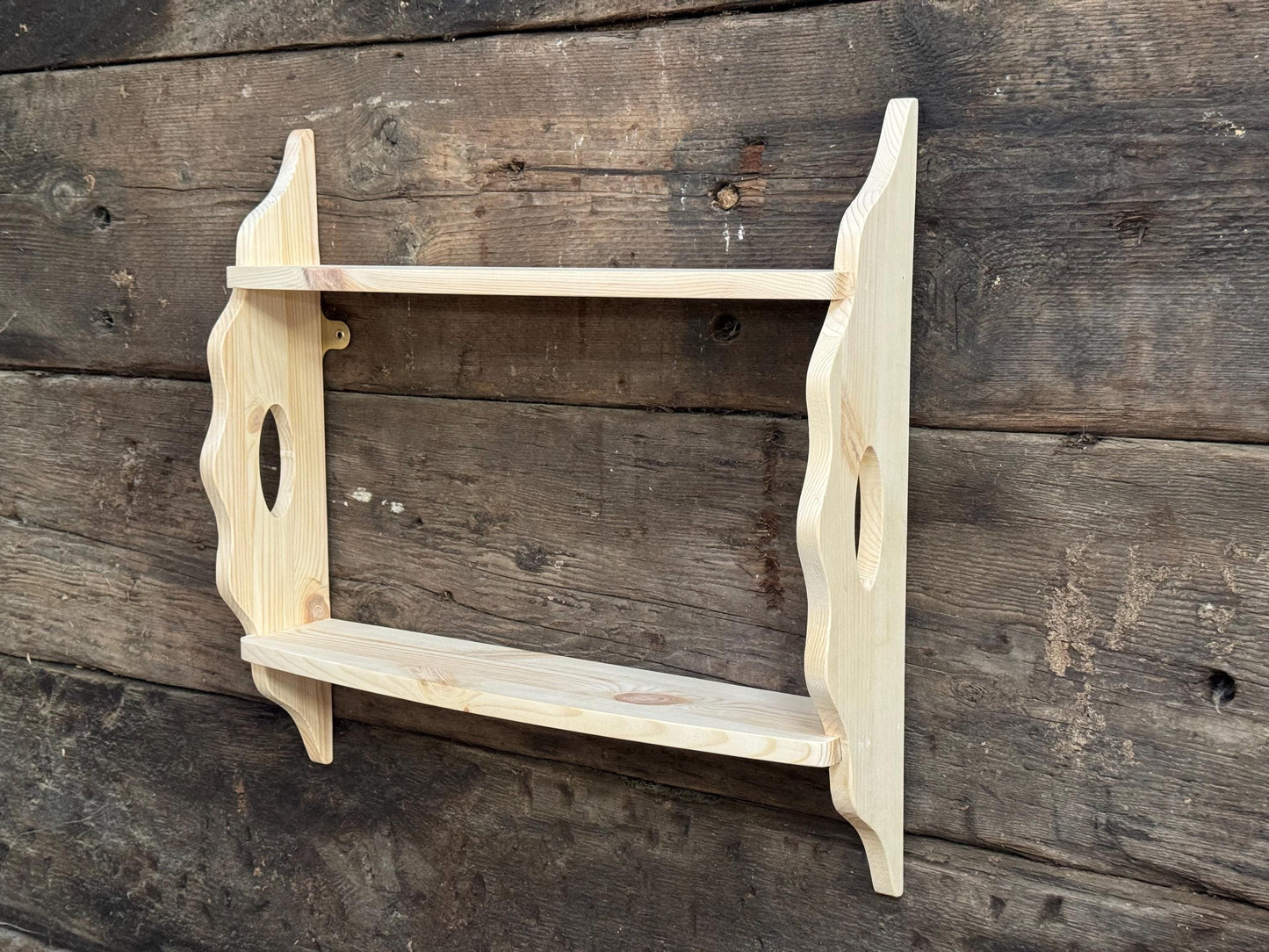 Sammy Shelf - 2 Tier Wall Shelf, Solid Wood, 13cm Deep, Bookshelf, Display Shelves, Cook Books, Kitchen Storage, Spice Jars, Kilners