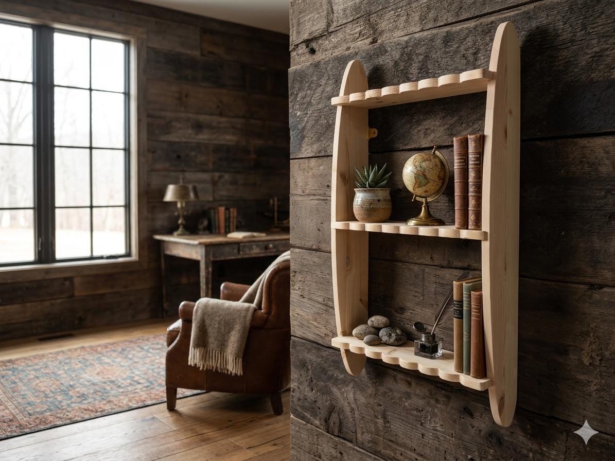 Charlie Shelf - 3 Tier Wall Shelf, Solid Wood, 13cm Deep, Bookshelf, Display Shelves, Cook Books, Kitchen Storage, Spice Jars, Kilners