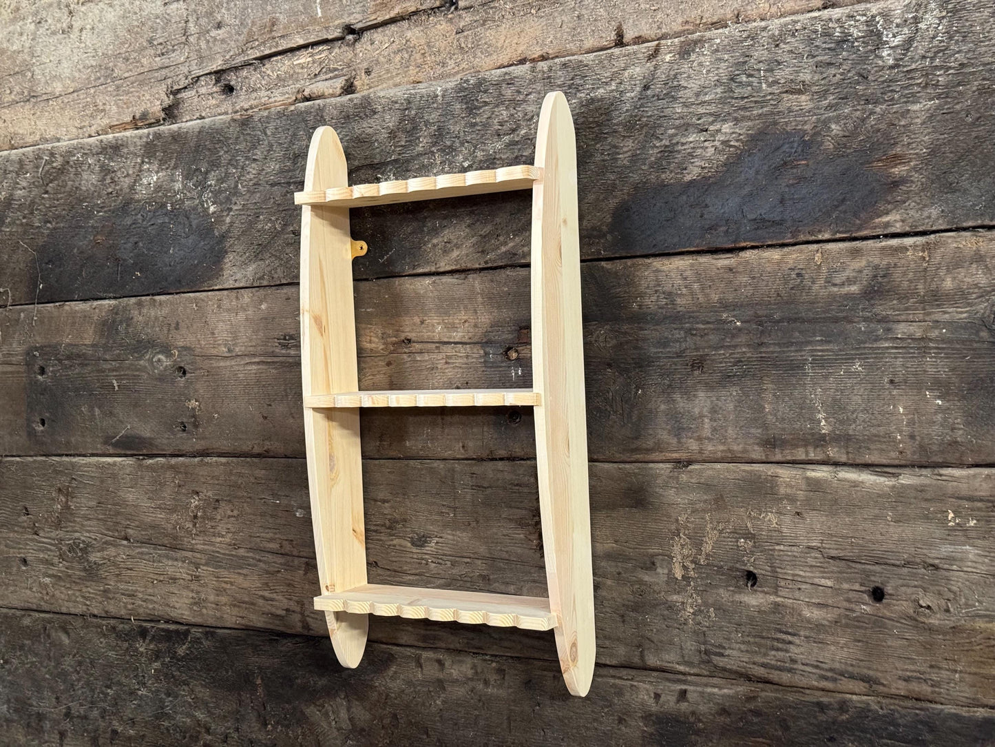Charlie Shelf - 3 Tier Wall Shelf, Solid Wood, 13cm Deep, Bookshelf, Display Shelves, Cook Books, Kitchen Storage, Spice Jars, Kilners