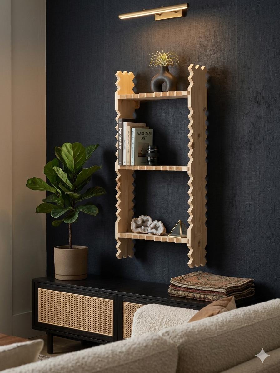 George Shelf - 3 Tier Wall Shelf, Solid Wood, 13cm Deep, Bookshelf, Display Shelves, Cook Books, Kitchen Storage, Spice Jars, Kilners