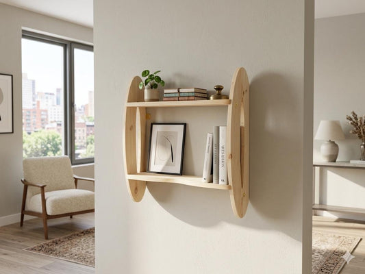 Oliver Shelf - 2 Tier Wall Shelf, Solid Wood, 13cm Deep, Bookshelf, Display Shelves, Cook Books, Kitchen Storage, Spice Jars, Kilners