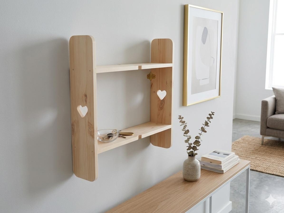 Kate Shelf - 2 Tier Wall Shelf, Solid Wood, 13cm Deep, Bookshelf, Display Shelves, Cook Books, Kitchen Storage, Spice Jars, Kilners