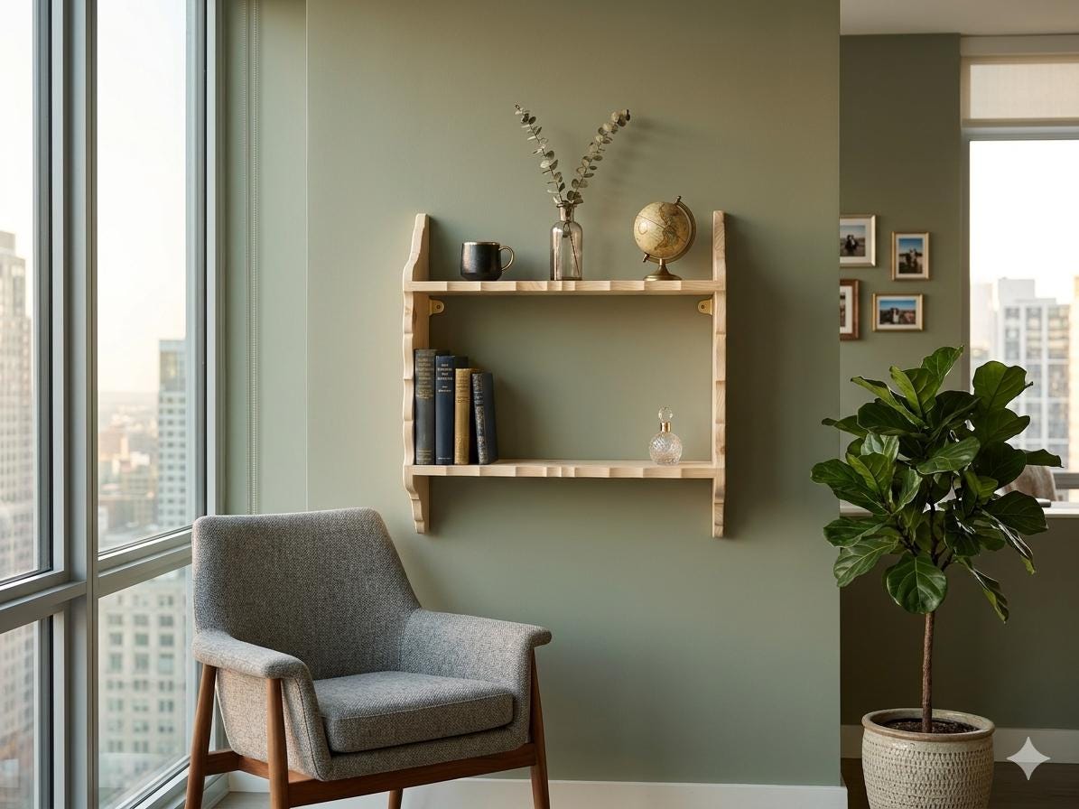 Harry Shelf - 2 Tier Wall Shelf, Solid Wood, 13cm Deep, Bookshelf, Display Shelves, Cook Books, Kitchen Storage, Spice Jars, Kilners