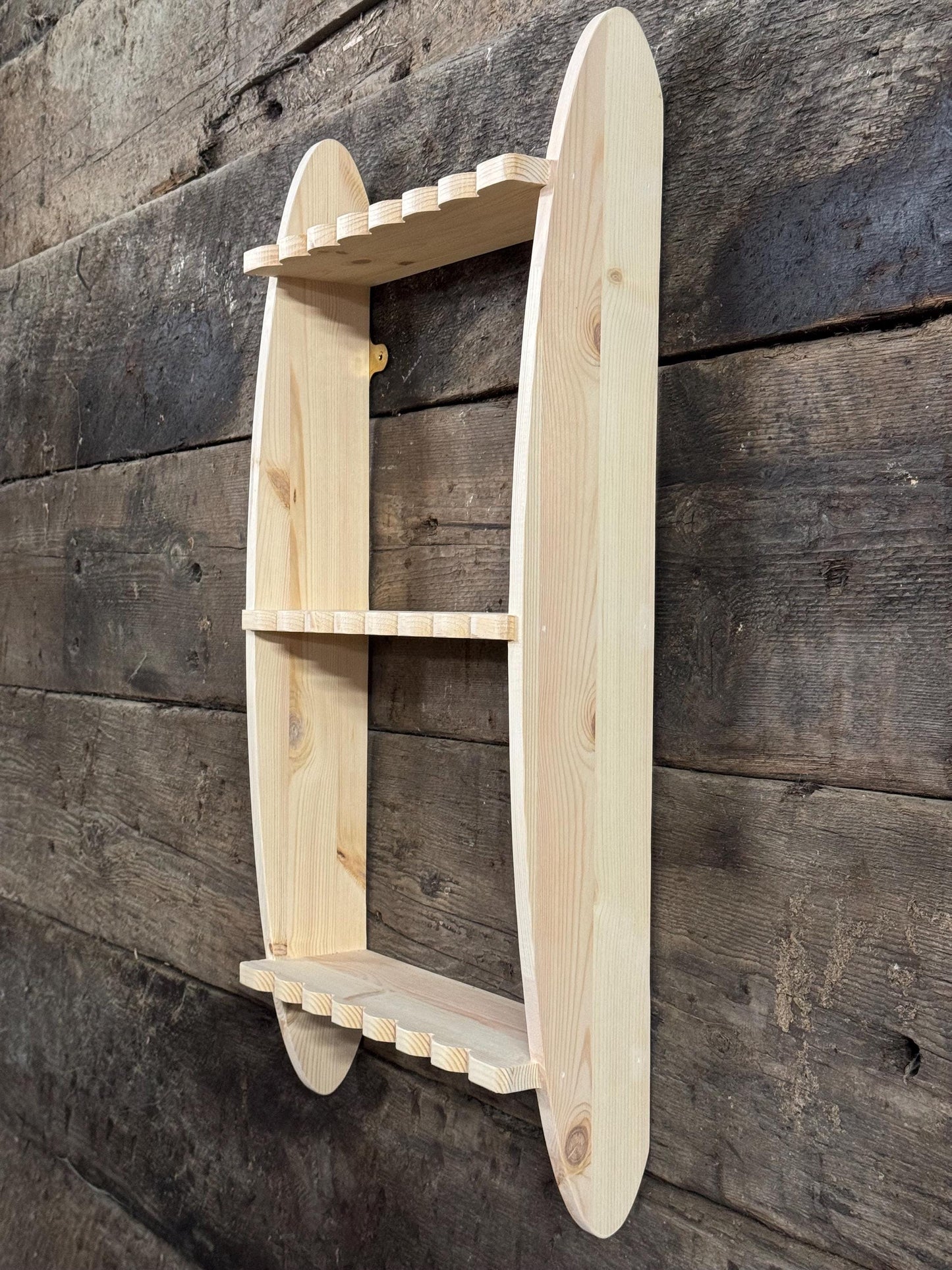 Charlie Shelf - 3 Tier Wall Shelf, Solid Wood, 13cm Deep, Bookshelf, Display Shelves, Cook Books, Kitchen Storage, Spice Jars, Kilners