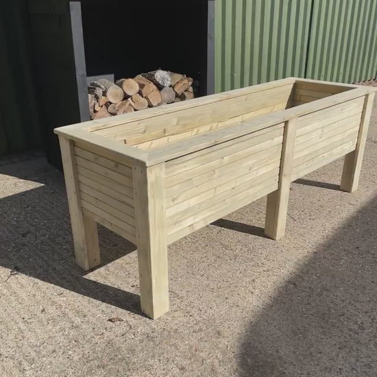 Heavy Duty Harpsden Raised Wooden Planter Trough Fully lined, Garden, Vegatables, Flower, Patio, Screening