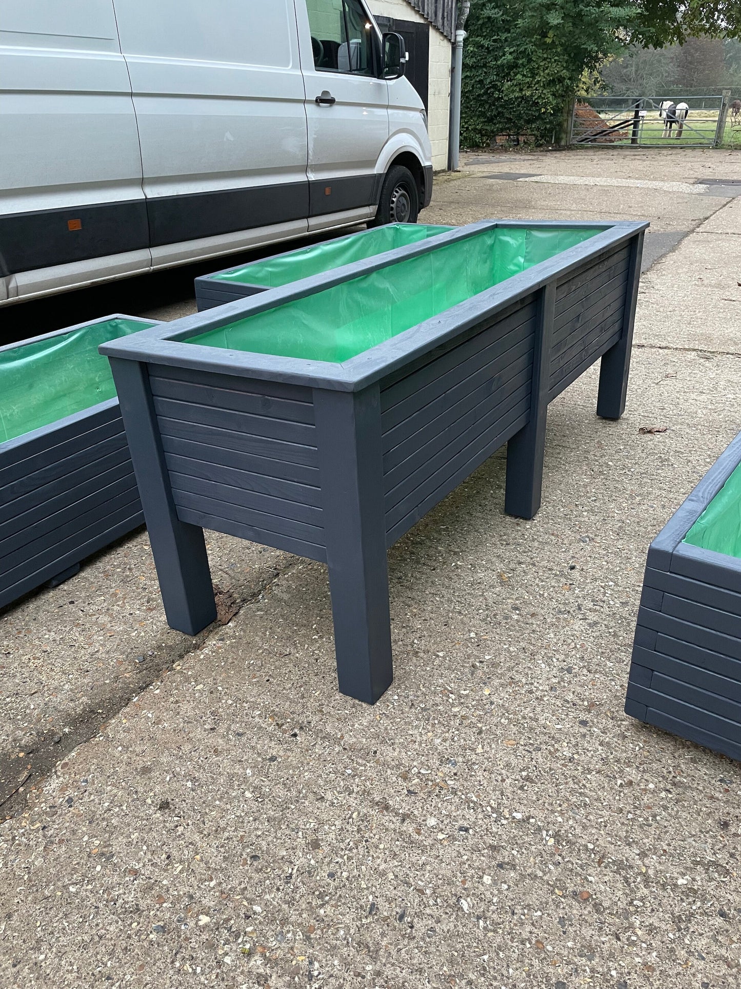 Heavy Duty Harpsden Raised Wooden Planter Trough Fully lined, Garden, Vegatables, Flower, Patio, Screening