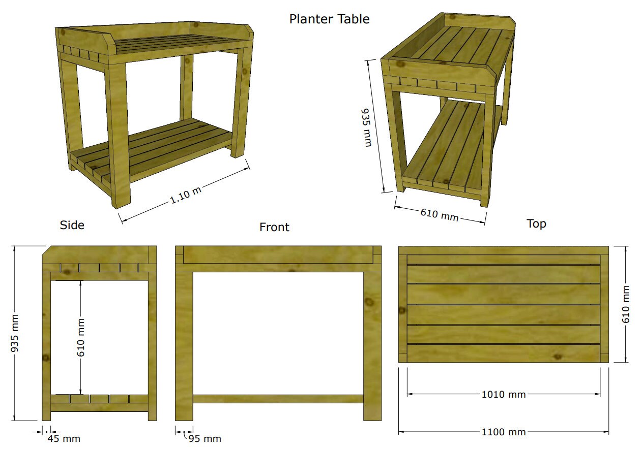 Heavy Duty Potting Table Planting Bench with Shelf - Outdoor Pine Wood Barbeque BBQ Table